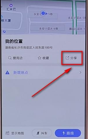 在高德地图里分享位置的操作过程截图