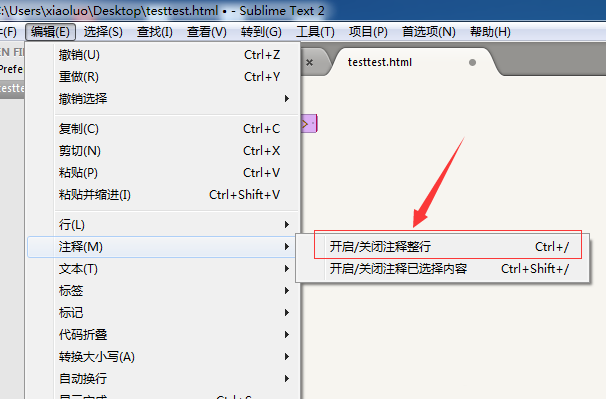 sublime代码添加注释的图文讲解截图