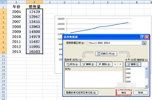 在Excel折线图里设置横坐标的简单操作截图