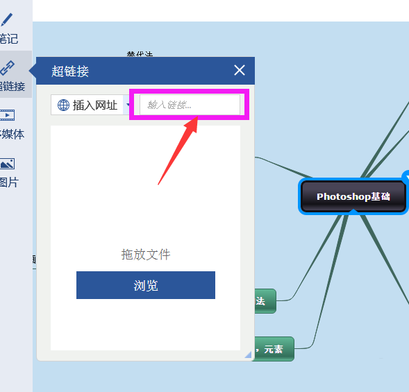 迅捷思维导图添加超链接的操作流程截图