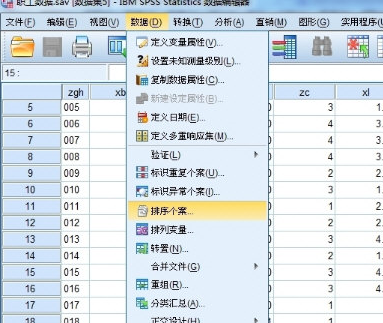 SPSS对数据排序的操作步骤截图