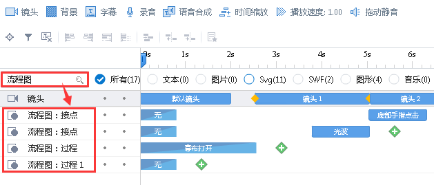 万彩动画大师过滤筛选所需元素的具体方法截图