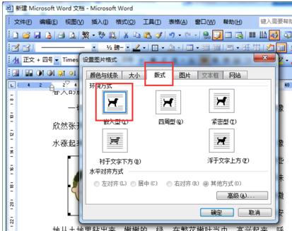 word2003中防止图片移动的设置方法截图