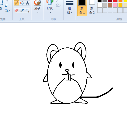 画图工具绘制小老鼠图像的详细步骤截图