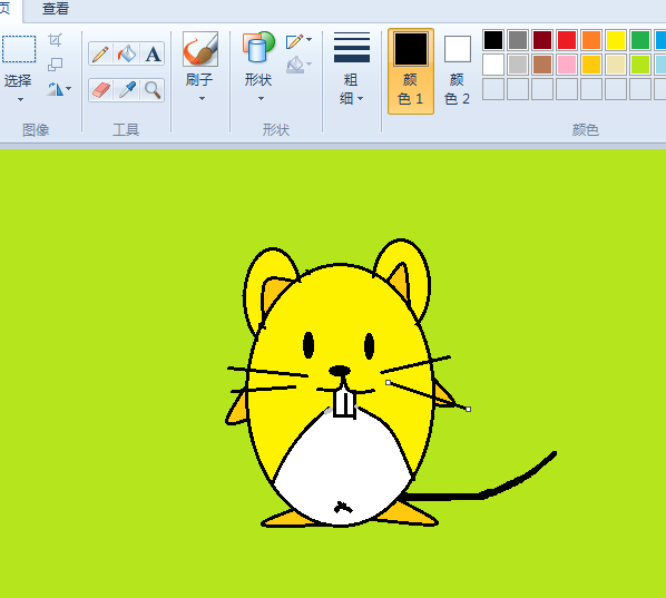 画图工具绘制小老鼠图像的详细步骤截图