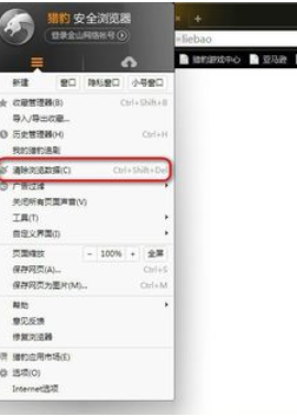 猎豹浏览器清除浏览数据的操作教程截图