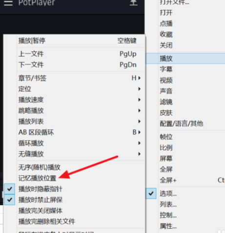 PotPlayer设置自动记忆播放位置的相关操作教程截图