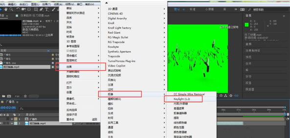 AE抠取绿幕视频的操作流程截图