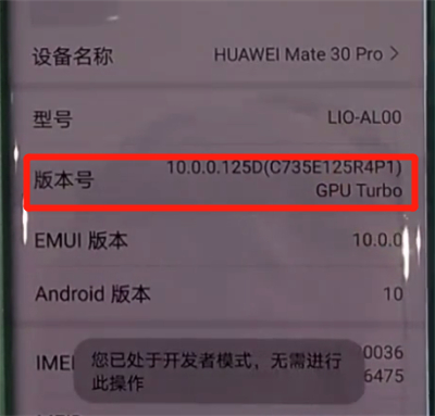 华为mate30pro中开启开发人员选项的操作教程截图