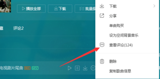 QQ音乐播放器中查看音乐评论记录的操作教程截图