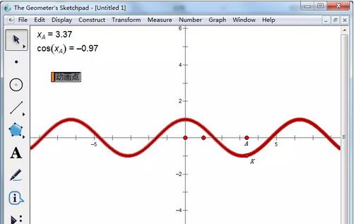 几何画板绘制动态余弦函数图像的操作过程截图