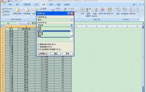 excel2007中进行分类汇总的操作使用教程截图