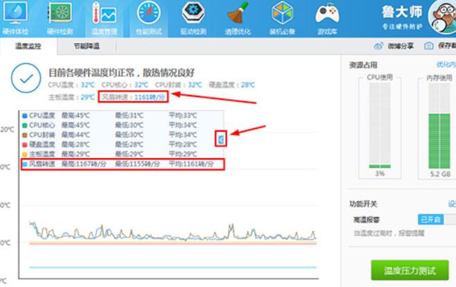 鲁大师检测笔记本风扇转速的操作方法截图