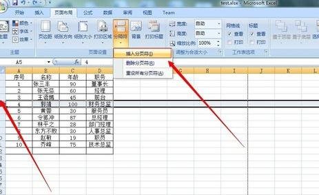 excel2007设置分页符的详细操作教程截图