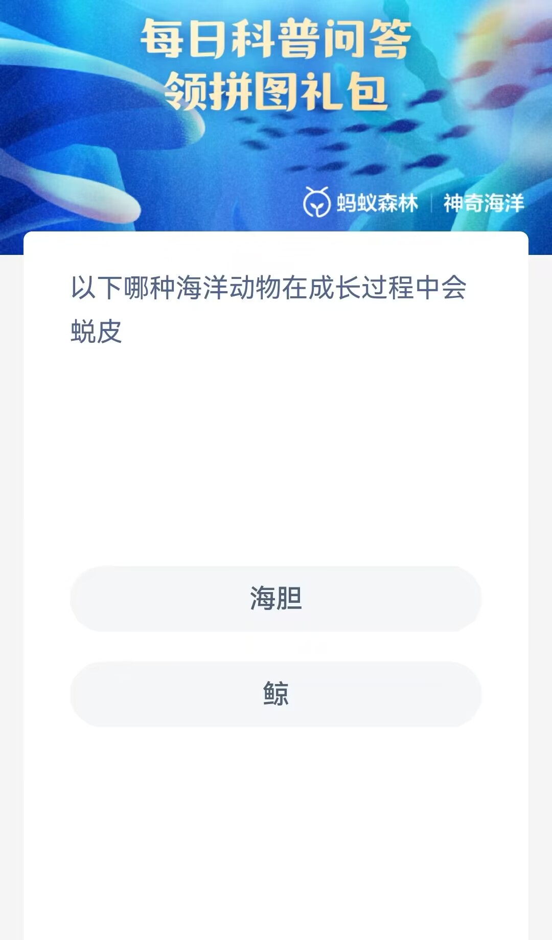 《支付宝》神奇海洋科普10月27日答案2023